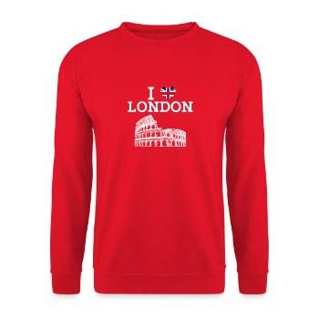 I Love London Colosseum England Herz Flagge London - Unisex Pullover - Rot - Vorne - Alina (178cm) & Michal (187cm)