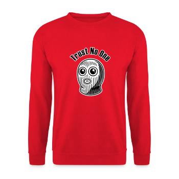 Krimineller mit großen Augen - Trust No One Design - Unisex Pullover - Rot - Vorne - Alina (178cm) & Michal (187cm)