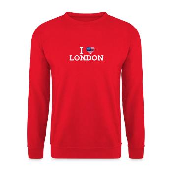 Ich liebe London USA Flagge Cool Paris Frankreich Liebhaber Wortspiel - Unisex Pullover - Rot - Vorne - Alina (178cm) & Michal (187cm)