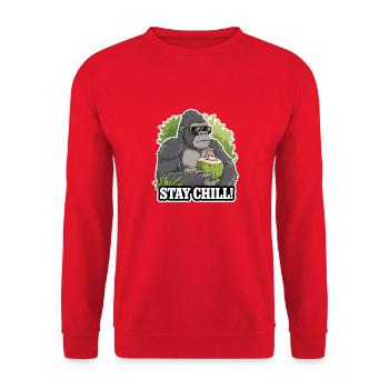 BLEIBEN SIE ENTSPANNT - Unisex Pullover - Rot - Vorne - Alina (178cm) & Michal (187cm)