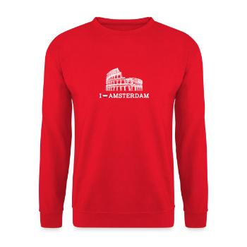 I Love Colosseum Amsterdam Cooler Liebhaber der Niederlande - Unisex Pullover - Rot - Vorne - Alina (178cm) & Michal (187cm)