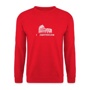 I Love Amsterdam Niederlande Herz Flagge Kolosseum - Unisex Pullover - Rot - Vorne - Alina (178cm) & Michal (187cm)