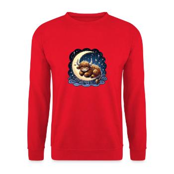 Tranquil Highland Cow - Perfect for Relaxation - Unisex Sweatshirt - red - Front - Alina (178cm) & Michal (187cm)
