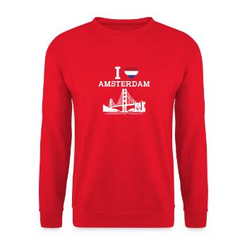 J’aime le plaisir du Golden Gate Bridge de l’Amsterdam Heart Flag - Sweat-shirt Unisexe - rouge - Devant - Alina (178cm) & Michal (187cm)