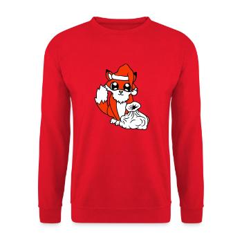 Fuchs Rotfuchs Weihnachtsmann Weihnachten Geschenk - Unisex Pullover - Rot - Vorne - Alina (178cm) & Michal (187cm)