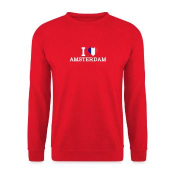 J’aime Amsterdam France Coeur Drapeau France Lover - Sweat-shirt Unisexe - rouge - Devant - Alina (178cm) & Michal (187cm)