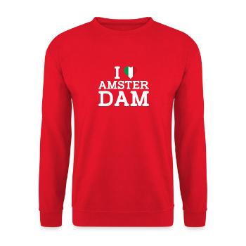 J’aime Amsterdam Italie Lover Flag Coeur Cool Flag - Sweat-shirt Unisexe - rouge - Devant - Alina (178cm) & Michal (187cm)