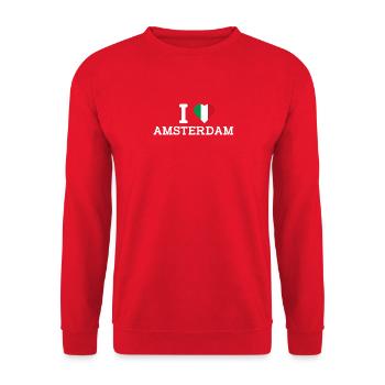 J’aime Amsterdam Italie Flag Heart Lover Pays-Bas - Sweat-shirt Unisexe - rouge - Devant - Alina (178cm) & Michal (187cm)