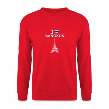 I Love Bangkok Cool Thailand Pun Eiffel Tower Fun - Unisex Sweatshirt - red - Front - Alina (178cm) & Michal (187cm)