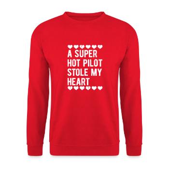 Retro Vintage Pilot Valentinstag Geschenk - Unisex Pullover - Rot - Vorne - Alina (178cm) & Michal (187cm)