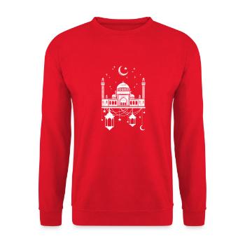 Mosque with crescent moon - Unisex Sweatshirt - red - Front - Alina (178cm) & Michal (187cm)