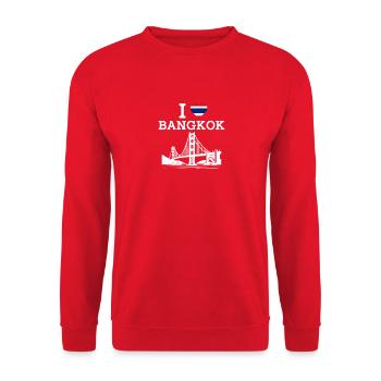I Love Bangkok Thailand Golden Gate Bridge Flag - Unisex Sweatshirt - red - Front - Alina (178cm) & Michal (187cm)