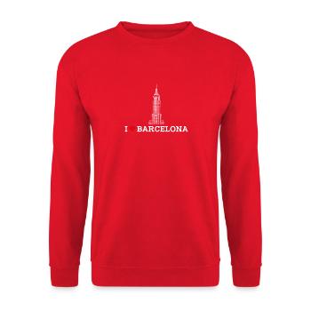 J’aime Barcelone Coeur Drapeau Espagne Lover Empire - Sweat-shirt Unisexe - rouge - Devant - Alina (178cm) & Michal (187cm)