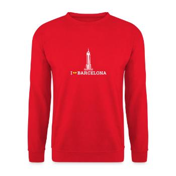 Cool Empire Building J’aime Barcelone État Espagne - Sweat-shirt Unisexe - rouge - Devant - Alina (178cm) & Michal (187cm)