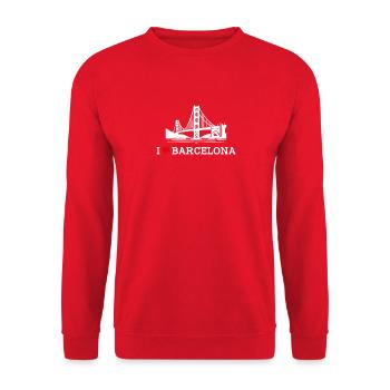 Ich liebe Barcelona Herz Flagge Golden Gate Brücke Wortspiel - Unisex Pullover - Rot - Vorne - Alina (178cm) & Michal (187cm)