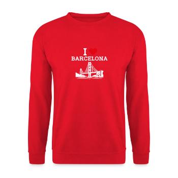 J’aime Barcelone Cool Heart Flag Golden Gate Lover - Sweat-shirt Unisexe - rouge - Devant - Alina (178cm) & Michal (187cm)