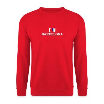 France Coeur J’aime Barcelone J’aime Mauvais Drapeau - Sweat-shirt Unisexe - rouge - Devant - Alina (178cm) & Michal (187cm)