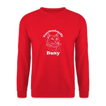 Purrfessionally Busy - Unisex Sweatshirt - red - Front - Alina (178cm) & Michal (187cm)