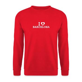 I love Barcelona Cool Wrong Flag Japan Herz Wortspiel - Unisex Pullover - Rot - Vorne - Alina (178cm) & Michal (187cm)