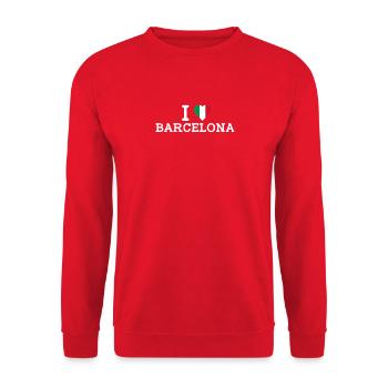 J’aime Barcelone Cool Wrong Flag Italie Lover Heart - Sweat-shirt Unisexe - rouge - Devant - Alina (178cm) & Michal (187cm)