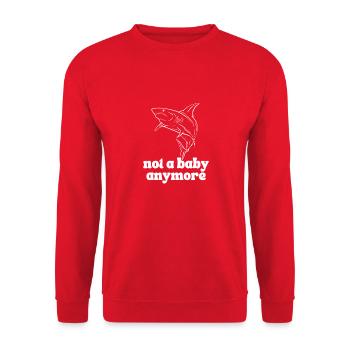 Not a Baby Anymore said by the shark - Unisex Sweatshirt - red - Front - Alina (178cm) & Michal (187cm)