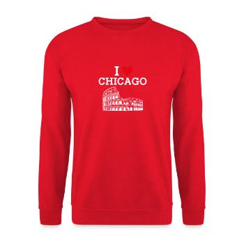 I Love Chicago Flag Heart Illinois Lover USA Pun - Unisex Sweatshirt - red - Front - Alina (178cm) & Michal (187cm)
