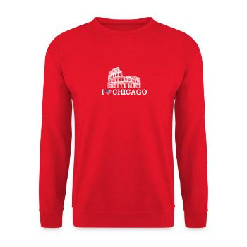 Ich liebe Chicago Colosseum Wortspiel Herz Flagge Von Amerika - Unisex Pullover - Rot - Vorne - Alina (178cm) & Michal (187cm)