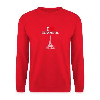 Ich liebe Istanbul Herz Flagge Türkei Cool Turm Wortspiel - Unisex Pullover - Rot - Vorne - Alina (178cm) & Michal (187cm)