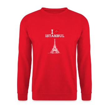 I Love Istanbul Turkey Heart Flag Eiffel Tower - Unisex Sweatshirt - red - Front - Alina (178cm) & Michal (187cm)