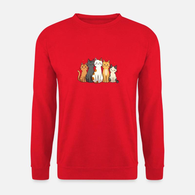 Cute Cartoon Cat Group Illustration - Unisex Sweatshirt - red