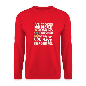 ich habe für Leute gekocht zitat funny - Unisex Pullover - Rot - Vorne - Alina (178cm) & Michal (187cm)
