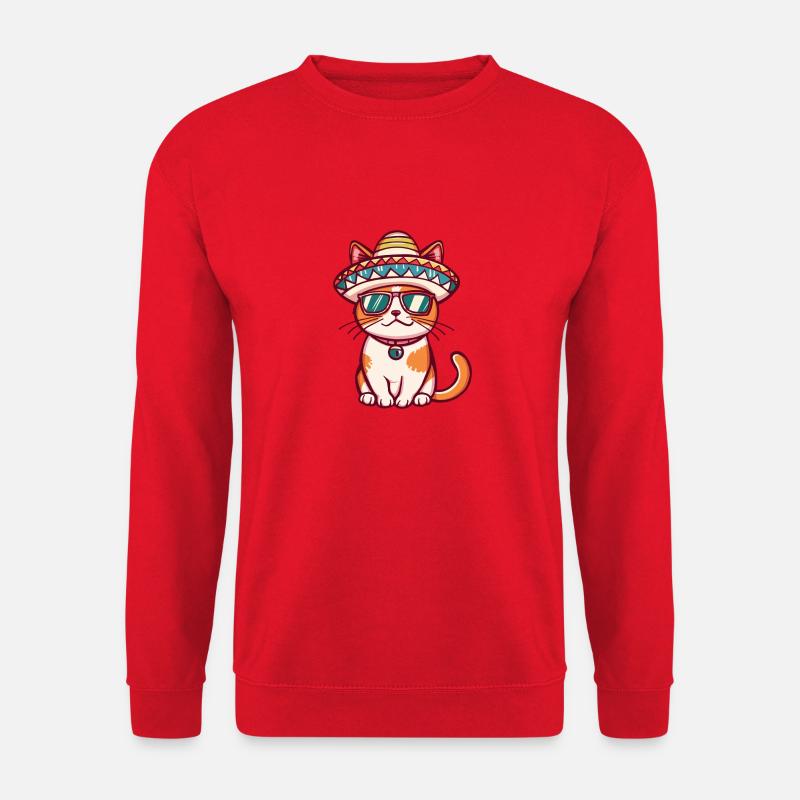 Cat Comic Funny Sombrero - Unisex Sweatshirt - red