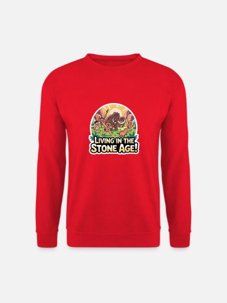 CAVE PEOPLE, LIVING IN THE STONE AGE - Unisex Sweatshirt - red