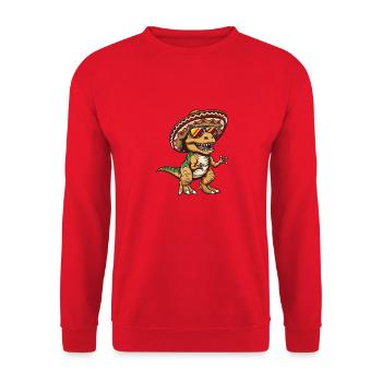 Dinosaur T-Rex Funny Sombrero - Unisex Sweatshirt - red - Front - Alina (178cm) & Michal (187cm)
