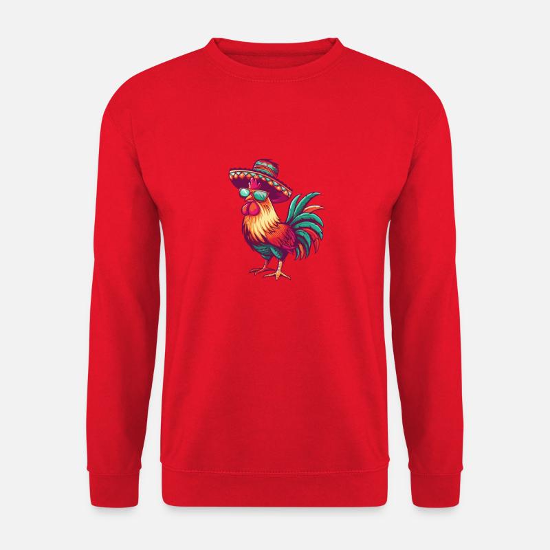 Rooster Comic Funny Sombrero - Unisex Sweatshirt - red