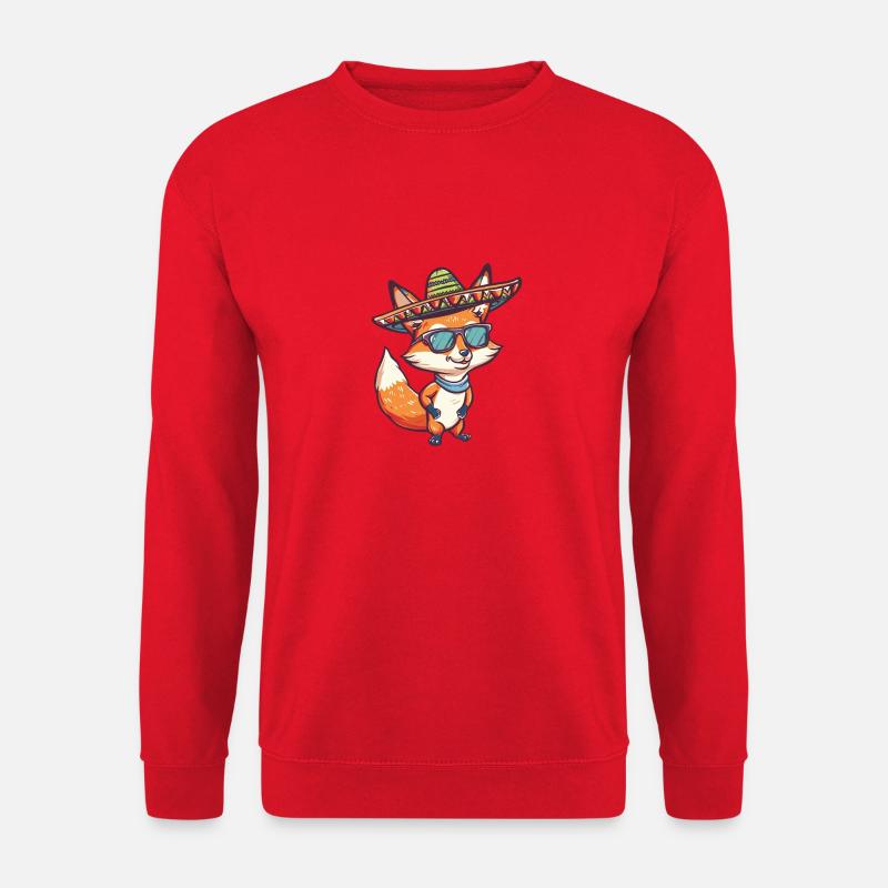 Fox Comic Funny Sombrero - Unisex Sweatshirt - red