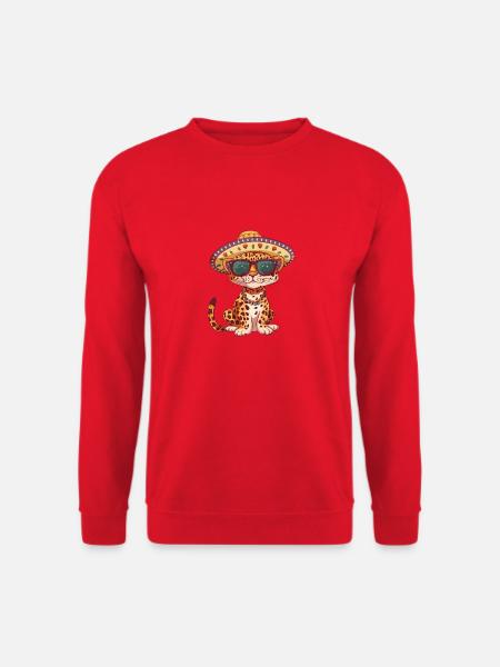 Leopard Comic Funny Sombrero - Unisex Sweatshirt - red