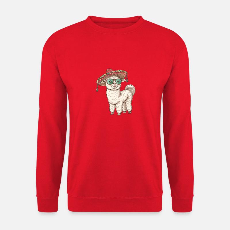 Alpaca Llama Funny Sombrero - Unisex Sweatshirt - red