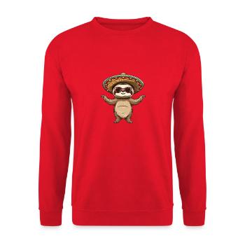 Faultier Lustig Sombrero - Unisex Pullover - Rot - Vorne - Alina (178cm) & Michal (187cm)