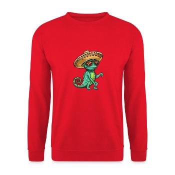 Chameleon Lustig Sombrero - Unisex Pullover - Rot - Vorne - Alina (178cm) & Michal (187cm)
