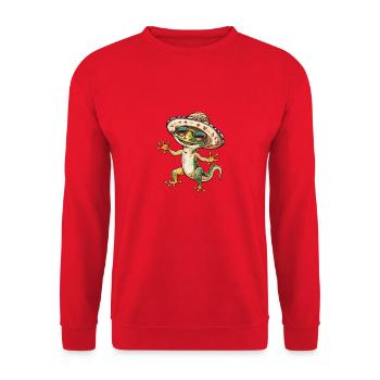 Lizard Comic Funny Sombrero - Unisex Sweatshirt - red - Front - Alina (178cm) & Michal (187cm)