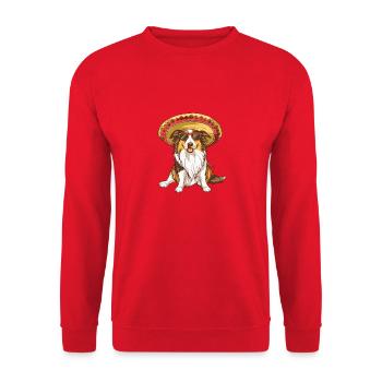 Border Collie Hund Lustig Sombrero - Unisex Pullover - Rot - Vorne - Alina (178cm) & Michal (187cm)