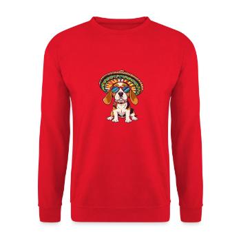 Beagle Hund Lustig Sombrero - Unisex Pullover - Rot - Vorne - Alina (178cm) & Michal (187cm)