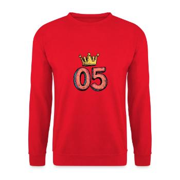 5 Zahl Krone - Unisex Pullover - Rot - Vorne - Alina (178cm) & Michal (187cm)