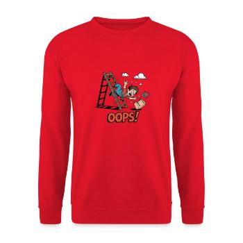 DOWN STAIRS, OOPS - Unisex Sweatshirt - red - Front - Alina (178cm) & Michal (187cm)