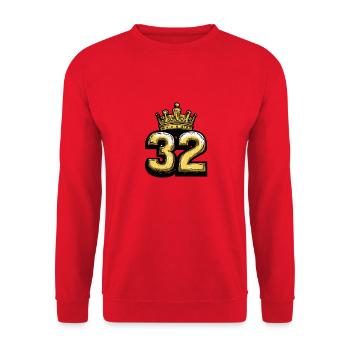 32 Number Krone - Unisex Sweatshirt - red - Front - Alina (178cm) & Michal (187cm)