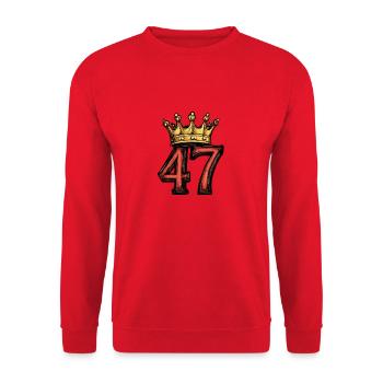 47 Zahl Krone - Unisex Pullover - Rot - Vorne - Alina (178cm) & Michal (187cm)
