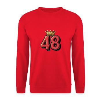 48 Zahl Krone - Unisex Pullover - Rot - Vorne - Alina (178cm) & Michal (187cm)