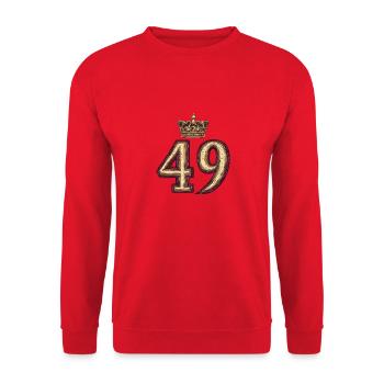 49 Zahl Krone - Unisex Pullover - Rot - Vorne - Alina (178cm) & Michal (187cm)