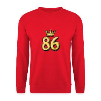 86 Zahl Krone - Unisex Pullover - Rot - Vorne - Alina (178cm) & Michal (187cm)